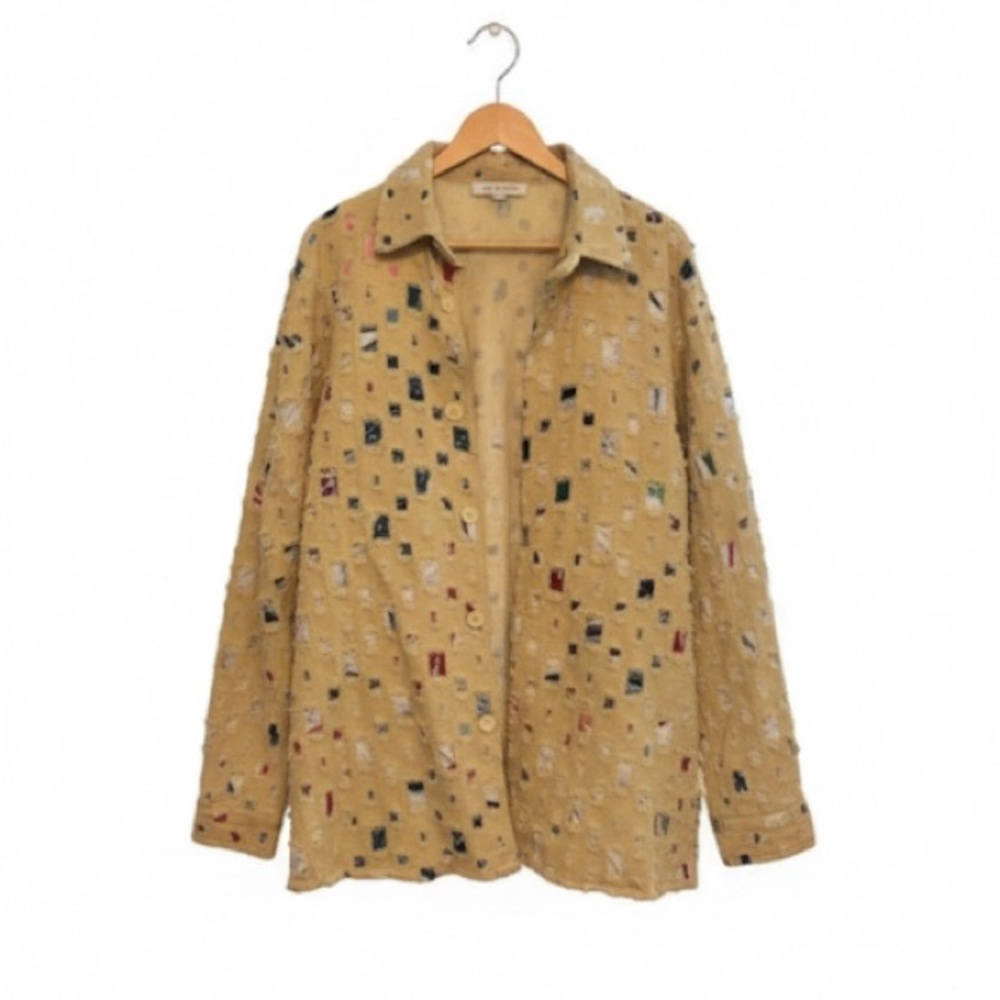TEMU Patchwork Textured Button Down Blazer